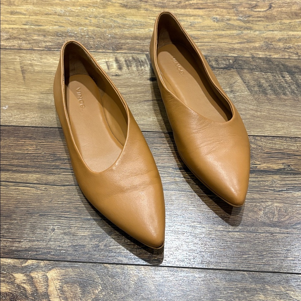 Vince Lex Tank Slip On Leather Pointed Toe Asymmetrical Flats Size 9